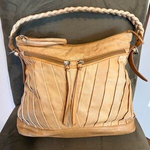 Coldwater Creek Vintage Tan Leather Shoulder Bag
11x14”